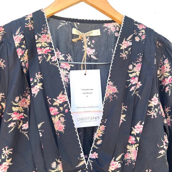 New Christy Dawn The Brigitte Dress Night Bouquet Black Flowers Maxi Small - Picture 7 of 16